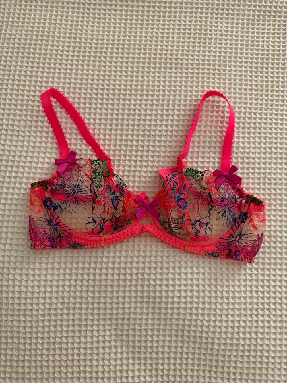 Agent Provocateur Neon Pink Floral Lace Underwire Bra